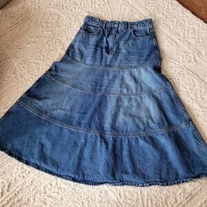 ME+EM Blue Denim Midi Skirt